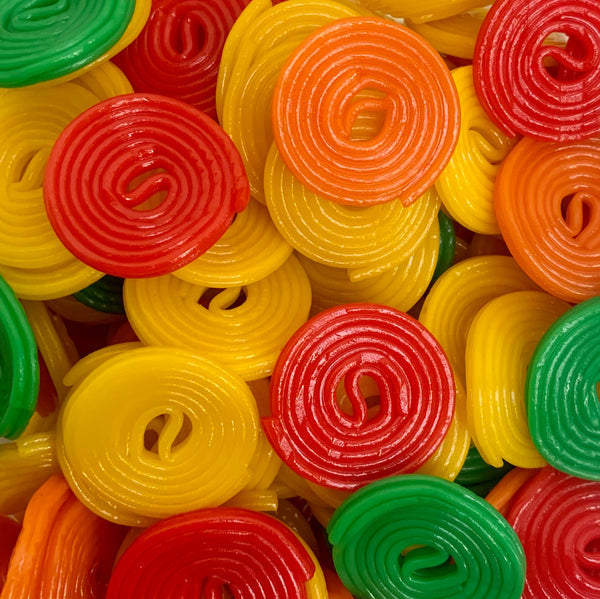 Demel Fruit Wheels,
Fruity jelly sweets 1kg,
Assorted fruit gummies,
Pick n mix candy bag,
Bulk fruit flavour sweets