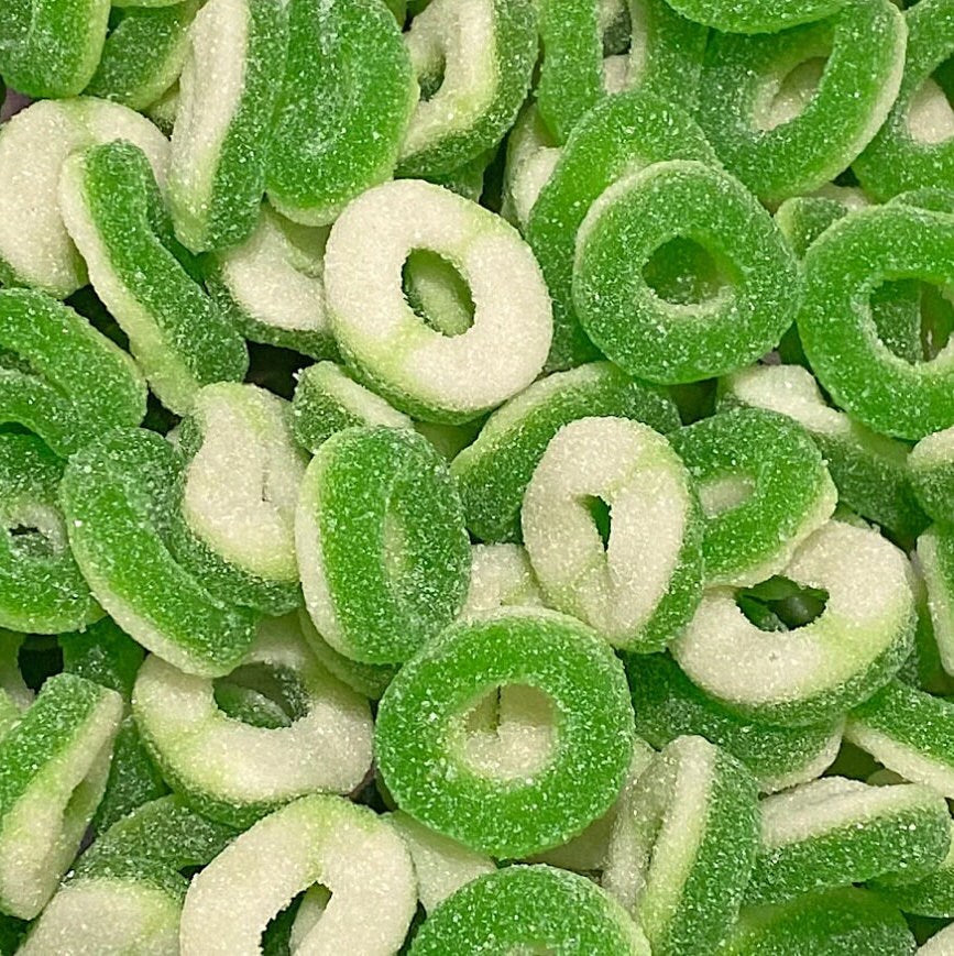 Sweetzone Sour Apple Rings,
Fizzy apple sweets 1kg,
Sour gummy rings,
Halal apple sweets,
Bulk pick n mix candy